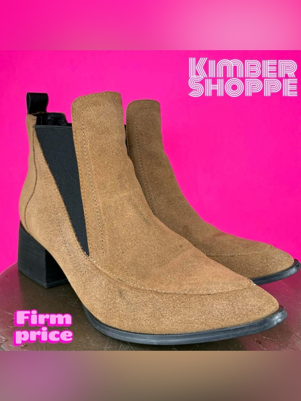 Sol Sana Rico Brown Suede Pointed Toe Block Heel Chelsea Boot EU 36 US 5 UK 3
